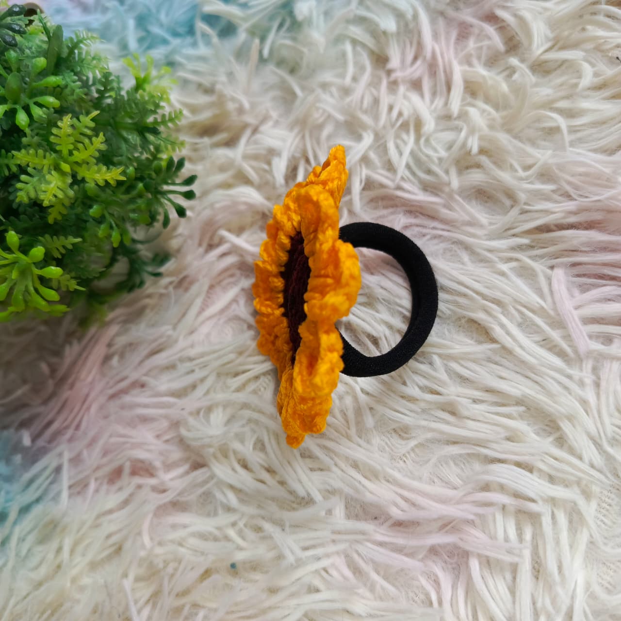 Sunflower Hair Tie photo 3 — handmade crochet by Bloom Corner, Karachi