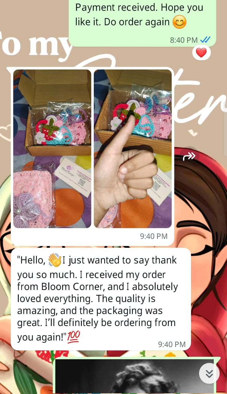 Customer review sharing their Bloom Corner order and packaging
